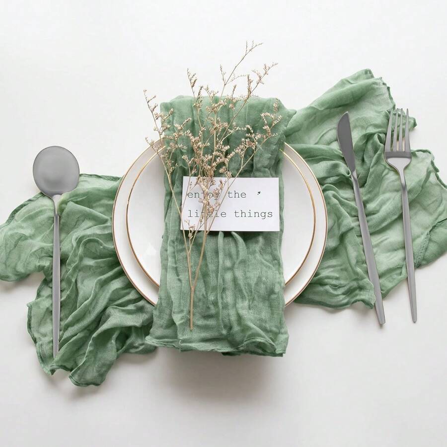 6/12/24/48pcs Gauze Cheese Cloth Napkins, 50 X 50cm Crinkled Dinner Napkins, Rustic Boho Table Decor Napkins For Wedding Party Events Home Dining
