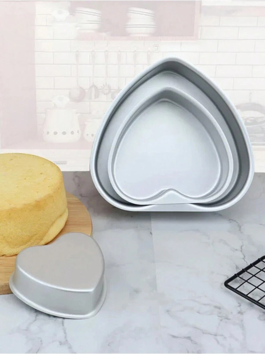 1 Peça Forma de Bolo com Bottom Fixo em Formato de Coração, Liga de Alumínio Anodizado, Ferramenta de Cozinha para Festa e Dia dos Namorados para Fazer Bolo Chiffon, Pudim, etc.