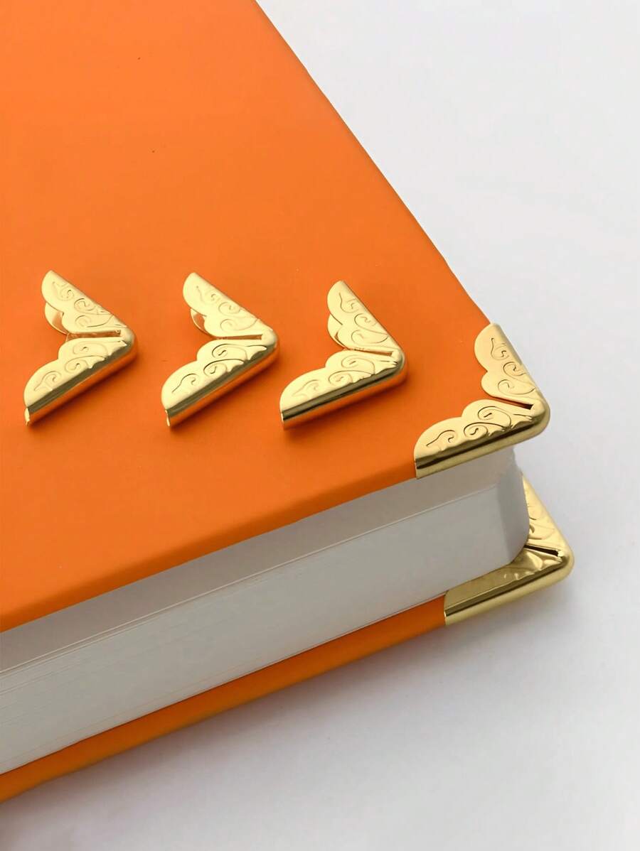 10 pezzi di protezioni d'angolo in metallo dorato, perfette per proteggere e decorare i libri, adatte per studenti e amanti dei libri per il ritorno a scuola, forniture scolastiche