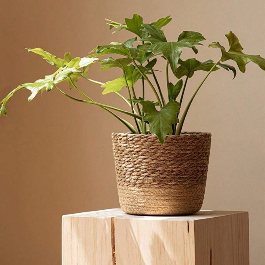 1pc Nordic Style Natural Seagrass Woven Flower Pot Vine Plant Basket Home Decor Planter Storage Basket