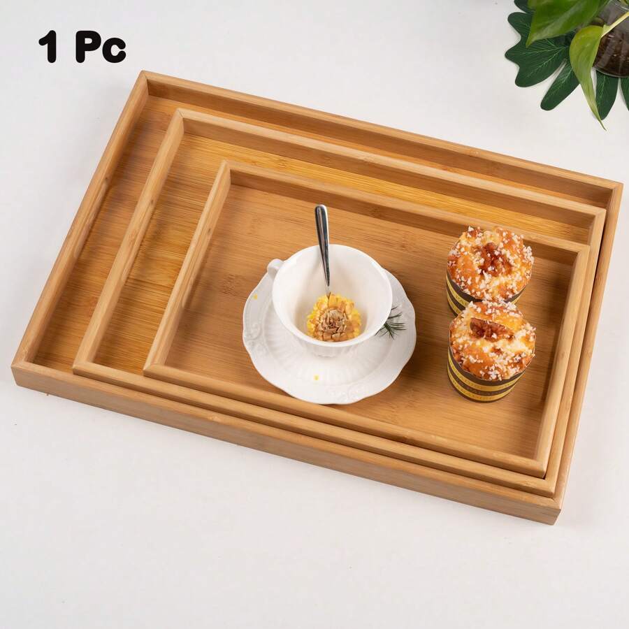 1 pièce Plateau de service en bambou avec poignées, plateau à petit-déjeuner rectangulaire, plateau repas utilisé dans la chambre, la cuisine, le salon (kaki), cuisine, cadeau de Noël