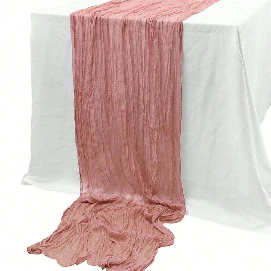 1pc Cheese Cloth Table Runner, Bohemian Gauze Cheesecloth Table Cloth With Country Style Transparent Placemat, Suitable For Wedding, Baby Shower, Birthday Or Holiday Party Cake Table Decoration, Romantic Banquet Table Decoration Chiffon Table Runner