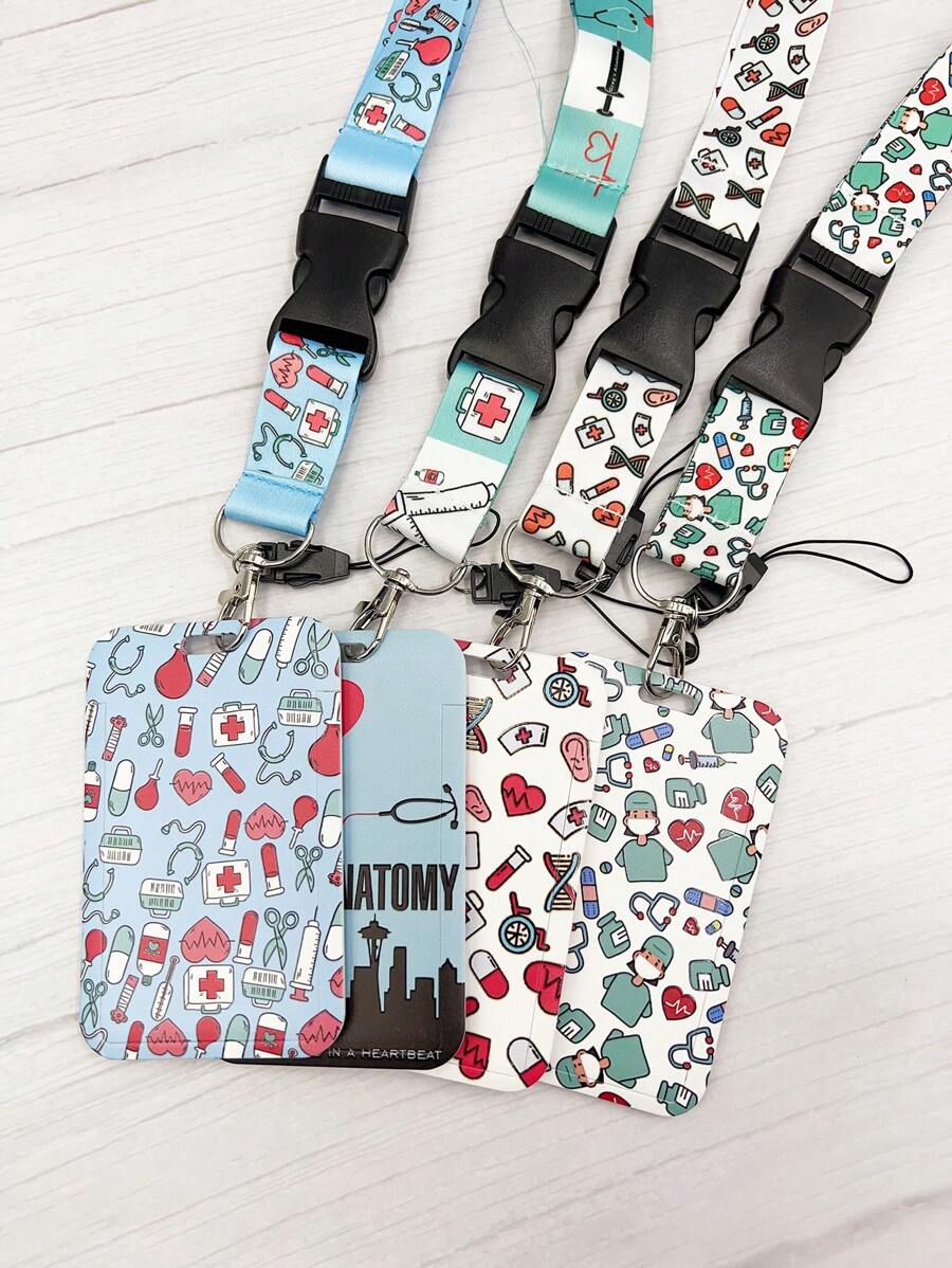 1pc Doctor Work Permit Lanyard Clear Dual Sided Card Holder, Transport Work Permit Card Case, Key Lanyard. Great Gift For Teachers & Doctors Casual Car Accessories Bag Charm Backpack For School