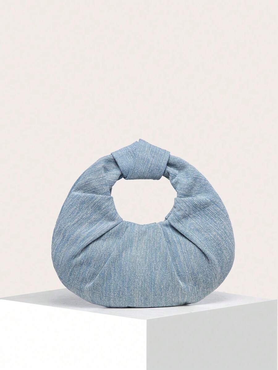 Bolso de hombro plegado con forma de nube en mezclilla, bolso vintage de jean para mujer