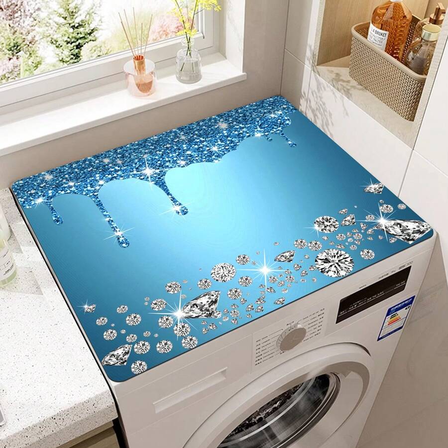1pc Shiny Drip Pattern Dustproof Cover Mat, Tpr Material, Suitable For Top Of Washer And Dryer,Bag,Organizer,Storage