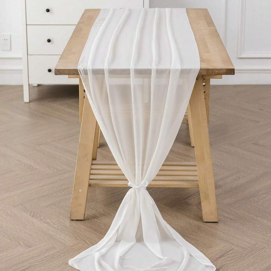 1/6pcs Chiffon Table Runner, Transparent Longer Table Cloth Suitable For Wedding Bride, Baby Shower, Bachelorette Party, Birthday Party, Holiday Decoration