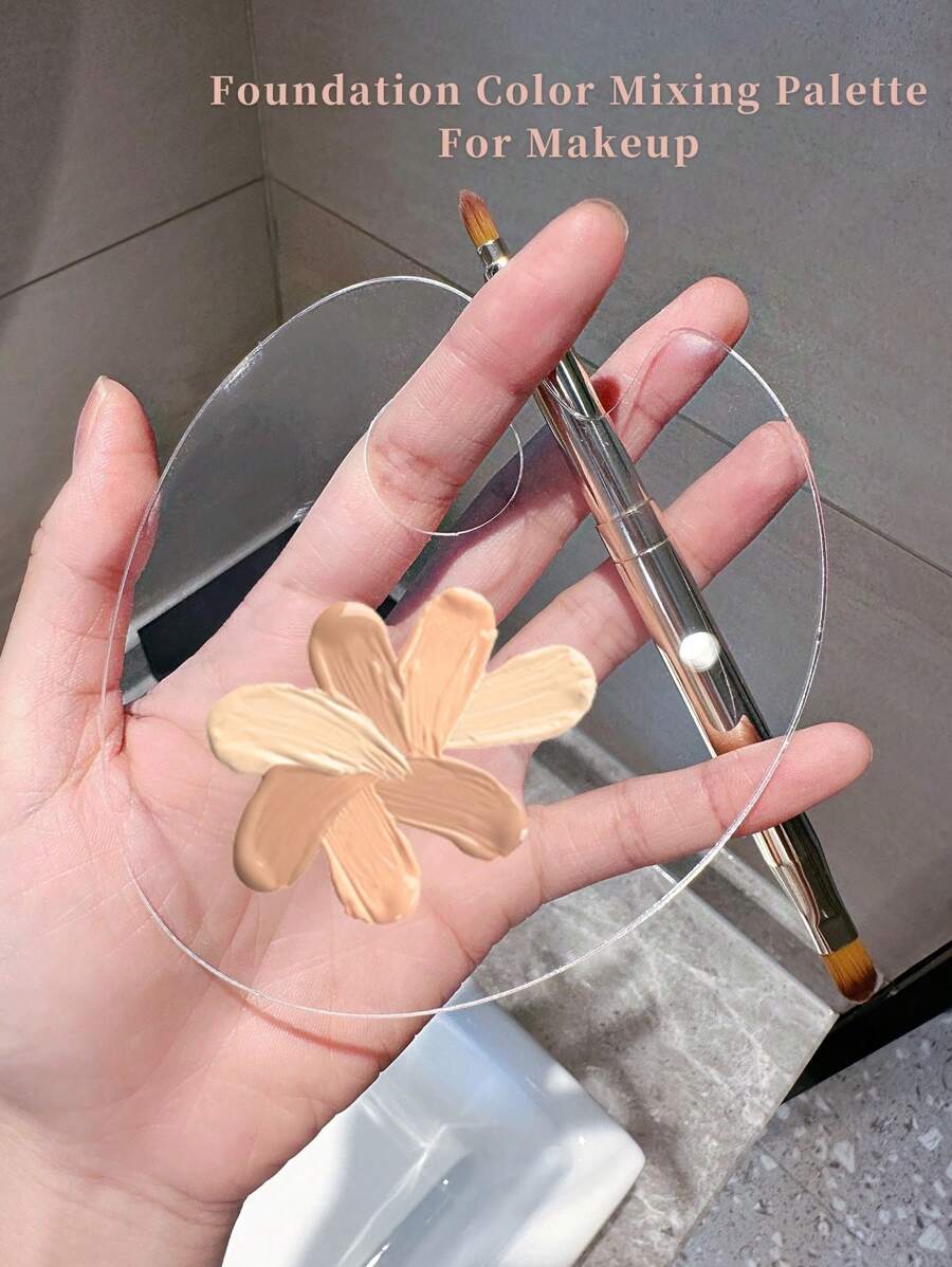 1pc Clear Acrylic Makeup Mixing Palette Nail-Art Mixing Blending Makeup For Foundation, Eyeshadow, Eyelash, Lipsticks, Nail Art(Product Only Includes Palette)