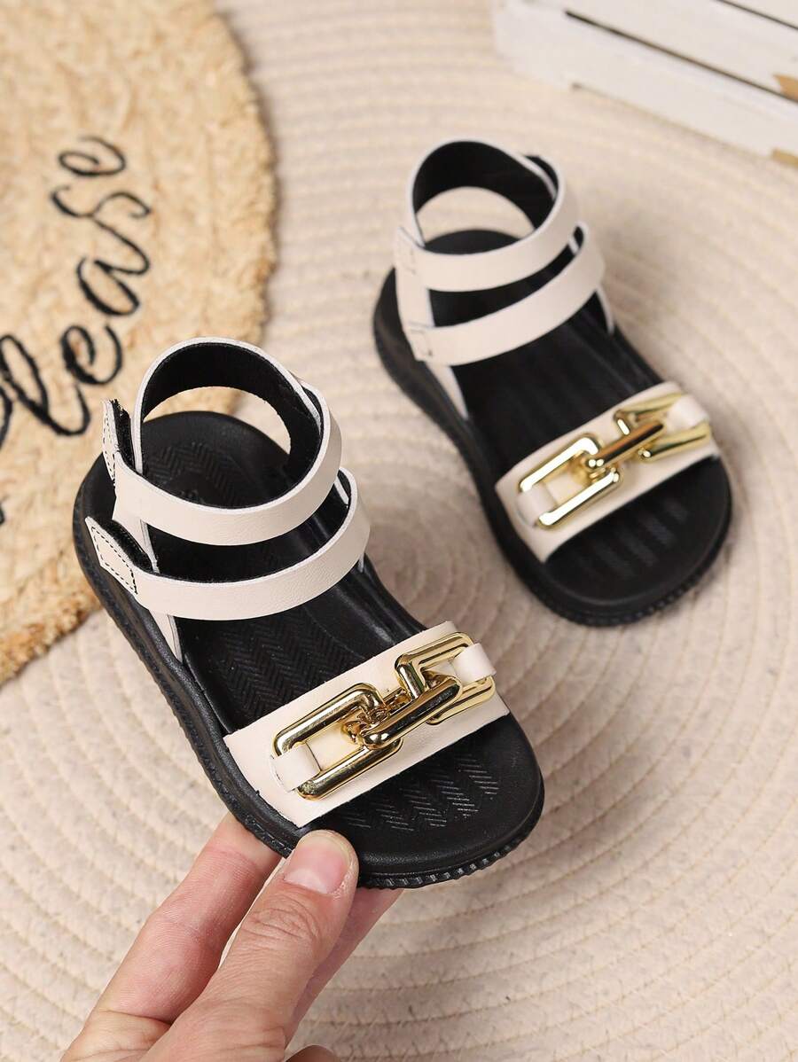 1 Paar Kinder Ledersandalen aus Kunstleder mit weicher Sohle, offene Zehenpartie, Stil, geeignet für den Sommer
