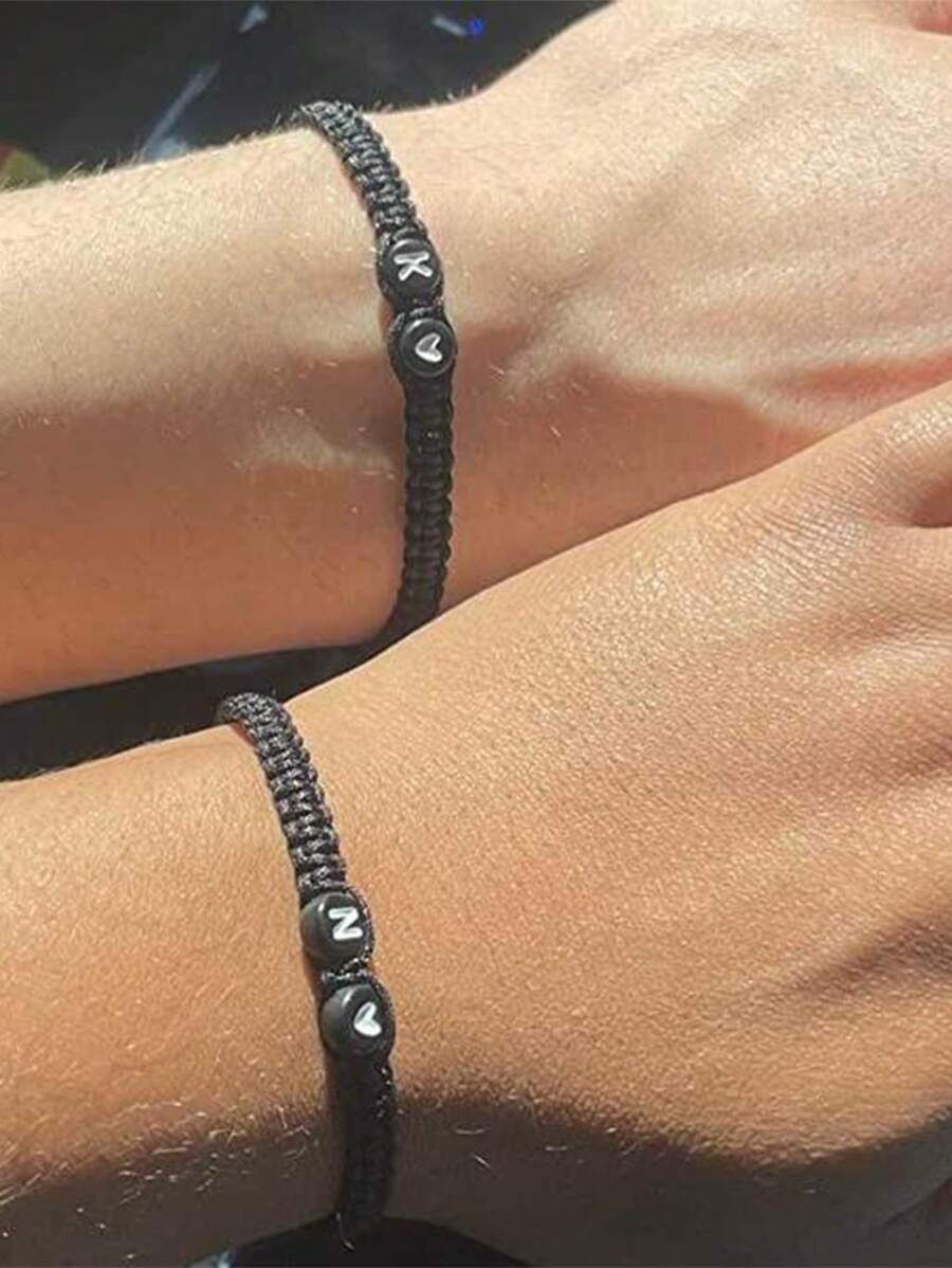 1 Novo elegante e versátil simples amor 26 carta tecido casal vermelho mão corda presente de feriado