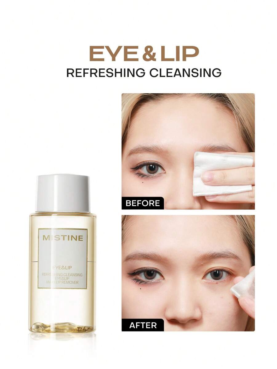 MISTINE Makeup Remover 30ml For Face And Eyes & Lip 3-In-1 Clean Pores Water-Oil Separation , Refreshing And Non-Irritating, Refuses To Leave Foundation Residue, Makeup Removable For Whole Face 1pc