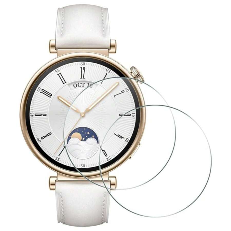 2 piezas Protectores de pantalla de vidrio 3D resistentes a los arañazos para Watch GT 1 GT 2 GT 4 de 46mm y 41mm, y Galaxy Watch 5 6 7 Ultra FE de 40/44/43/47mm