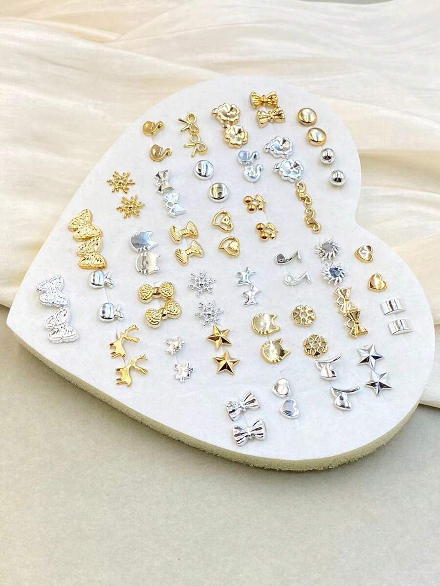 36pairs/Set Assorted Heart, Pentagram, Butterfly, Crown & Music Note Design Hypoallergenic Stud Earrings For Women Valentines,Mom,Mother,Mother's Day,Gift