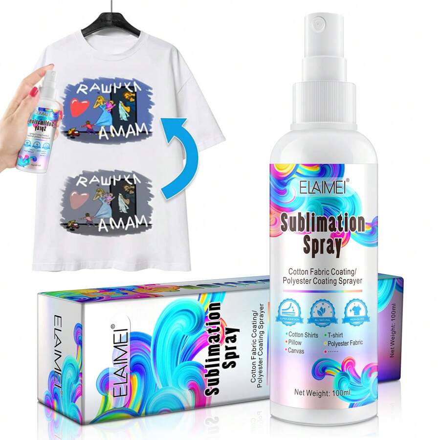 100ml ELAIMEI de Rociador de Preimpregnación de Sublimación de Secado Rápido Resistente al Desgaste para Ropa de Color Claro y Proyectos DIY