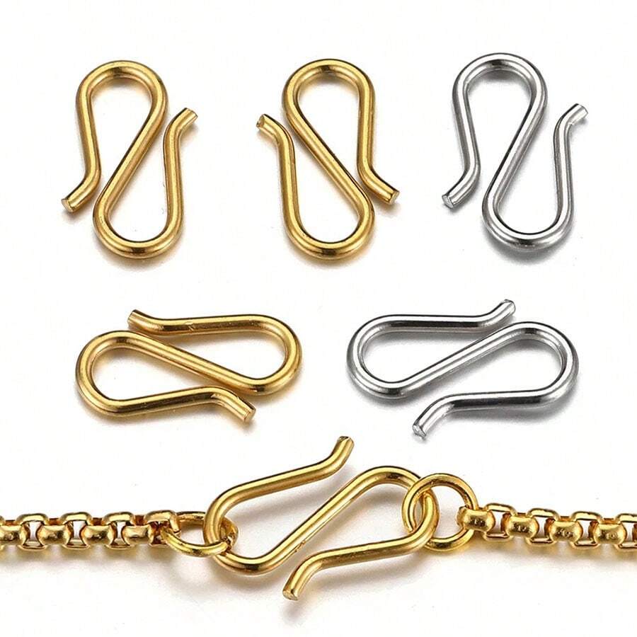 Fermoirs en forme de S en acier inoxydable, couleur dorée, connecteurs de crochets pour colliers, Bracelets, fabrication de bijoux, 20 pièces