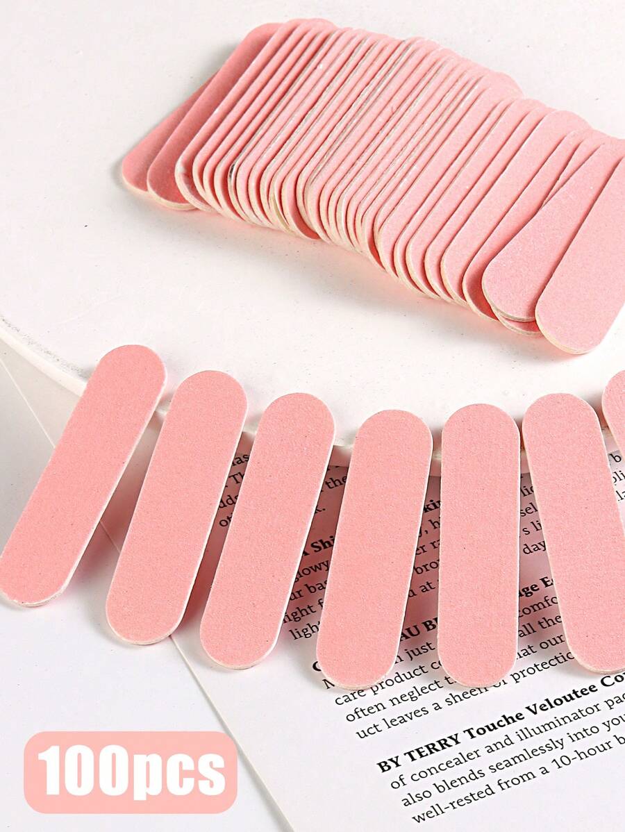 100 PCS Pink Mini Nail File, Disposable Nail File Double Sided Emery Board Suitable For Natural Acrylic Fake Nails Home And Salon Use