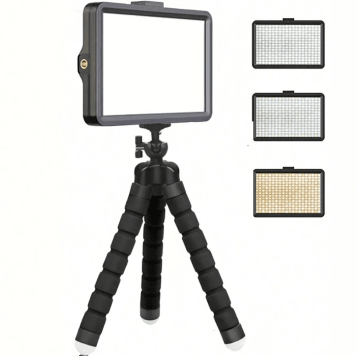 1 pièce Éclairage vidéo LED panneau lumineux graduable pour photographie, selfie, studio photo, diffusion en direct, avec trépied. Trois couleurs disponibles.