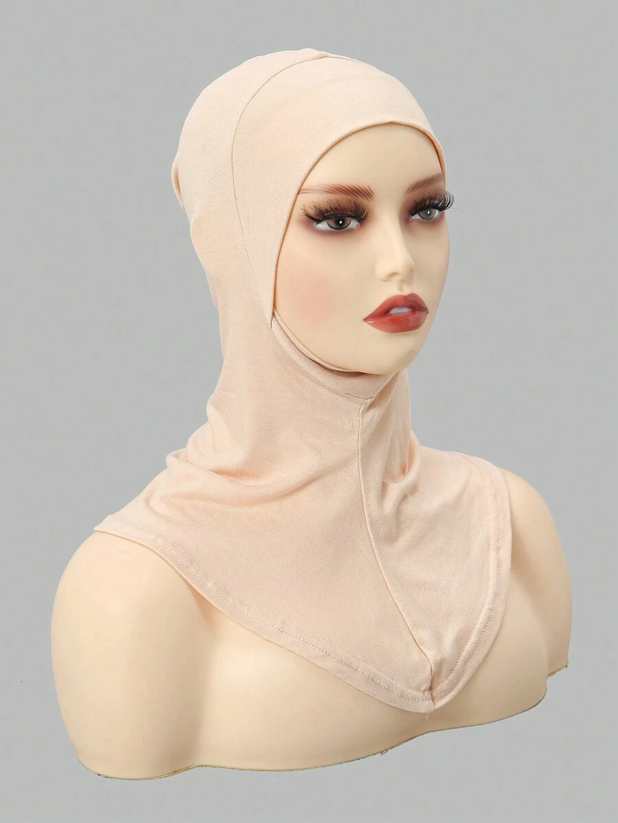 1 pieza Accesorios de abaya para mujeres, pañuelo elástico para la barbilla de color liso, sombrero cubreocabeza, diadema, velo suave para uso diario debajo del gorro para mujeres