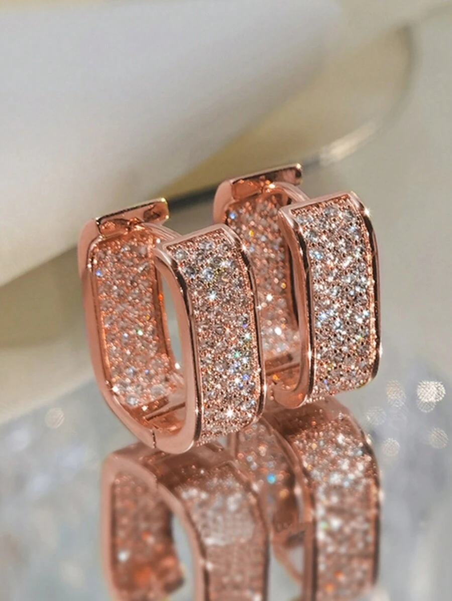 1 Paar glamouröse Creolen mit kubischem Zirkonia für Frauen, ideal als Hochzeits-, Jahrestags-, Verlobungs- oder Valentinstags-Geschenk