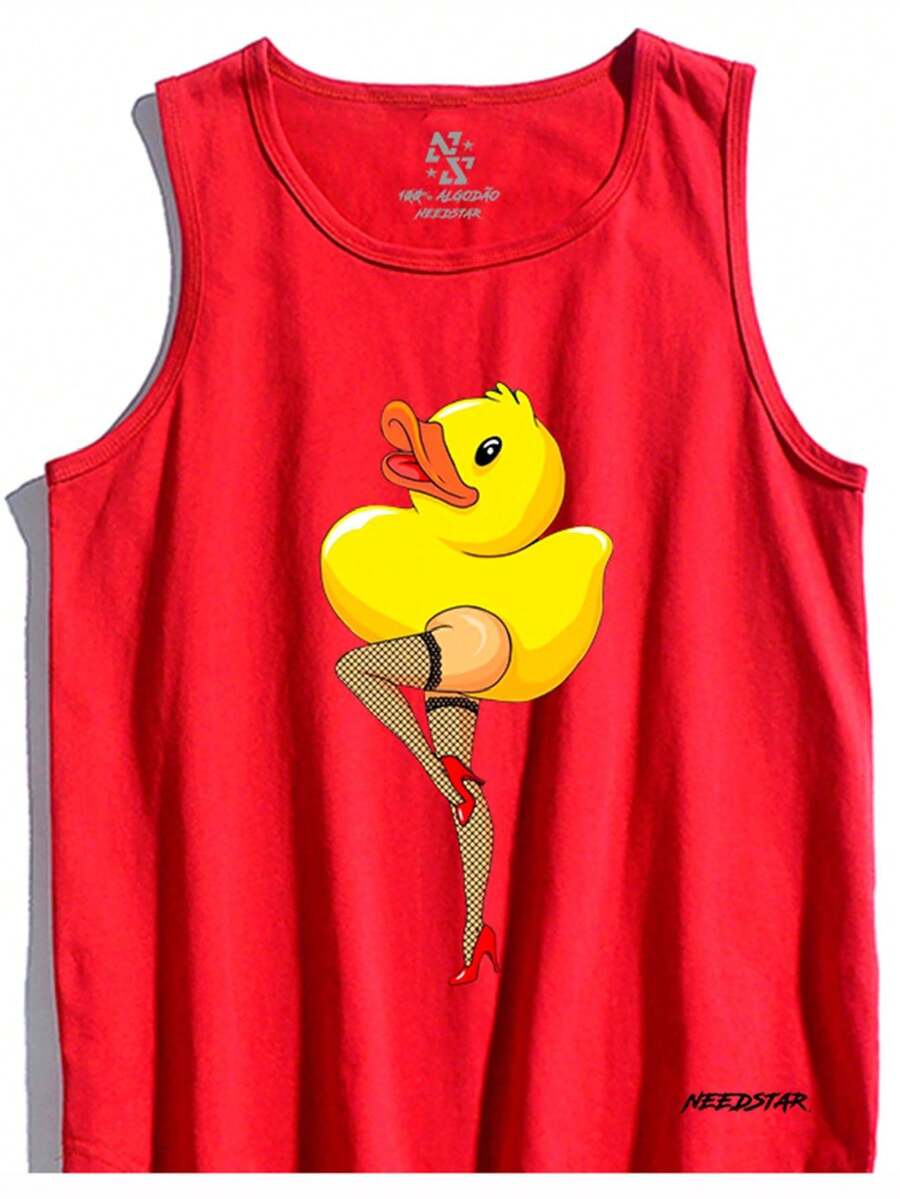 Camiseta Regata Needstar 100% algodão Estampa Pato Pernas