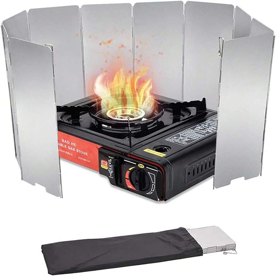 Pantalla De Viento Para Estufa, 10 Placas De Aluminio Pantalla De Viento Para Estufa Con Bolsa Con Cordón, Para Acampar, Estufas De Butano (10 Placas)