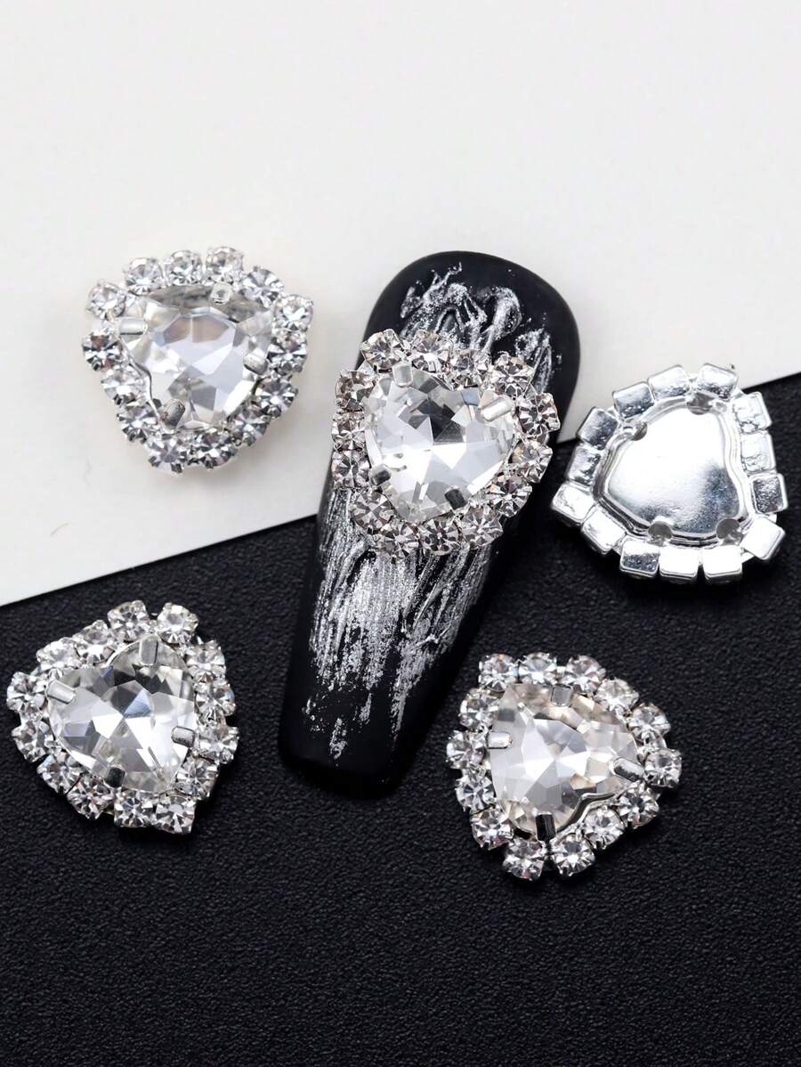 10 pièces Pack décoration de strass pour ongles - Base de strass pour 15 couleurs de cristal en forme de cœur brillant, bijoux pour ongles DIY décoration ongle bijoux ongles décor ongles