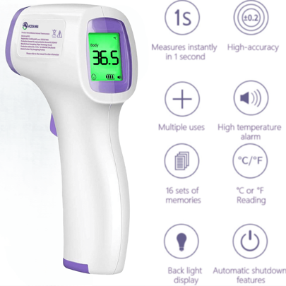 1pc Non-Contact Forehead Temperature Gun Thermometer High-Precision Electronic Thermometer Digital Temperature Gun Second Measurement- This Tool Does Not Include Batteries