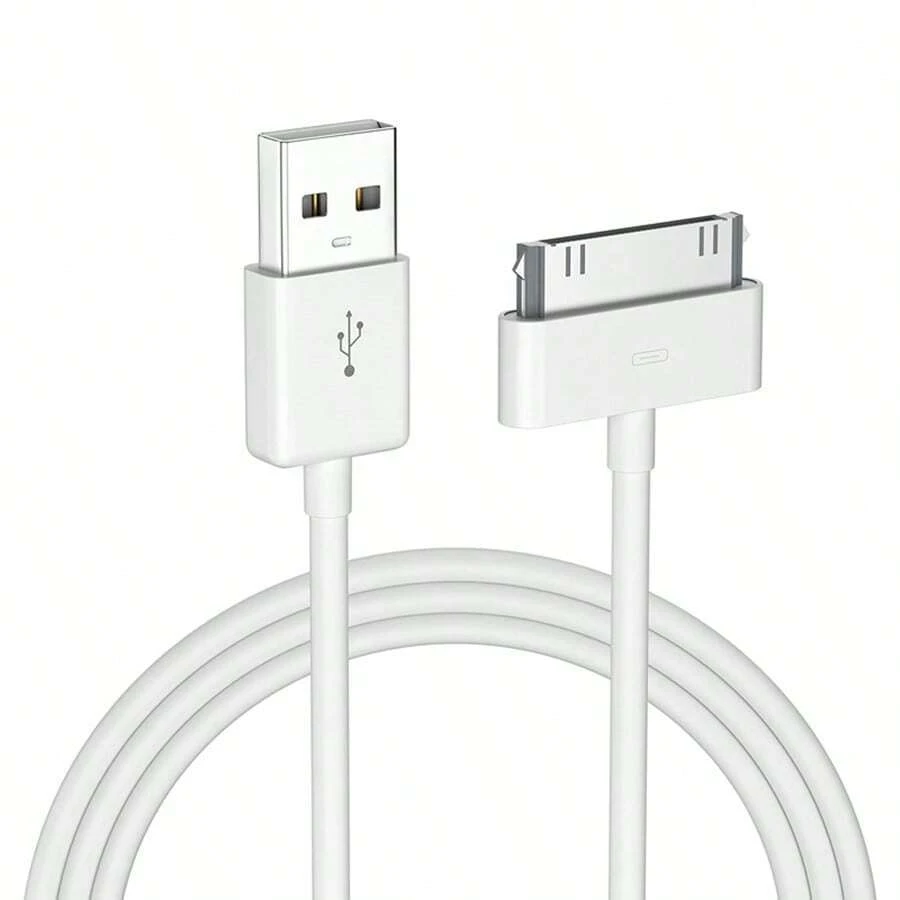 Cavo di ricarica USB, cavo di sincronizzazione e ricarica USB 4.0ft compatibile con iPhone 4, 4s, 3G, 3GS, iPad 1, 2, 3, iPod Touch, Nano, colore bianco (1 pezzo)