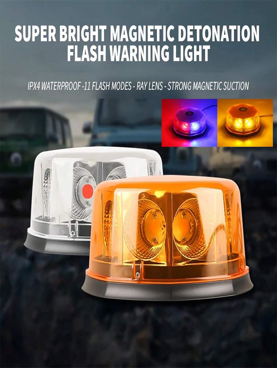 Yellow Red&Blue LED Emergency Strobe Lights Beacon Vehicle Car Roof Top