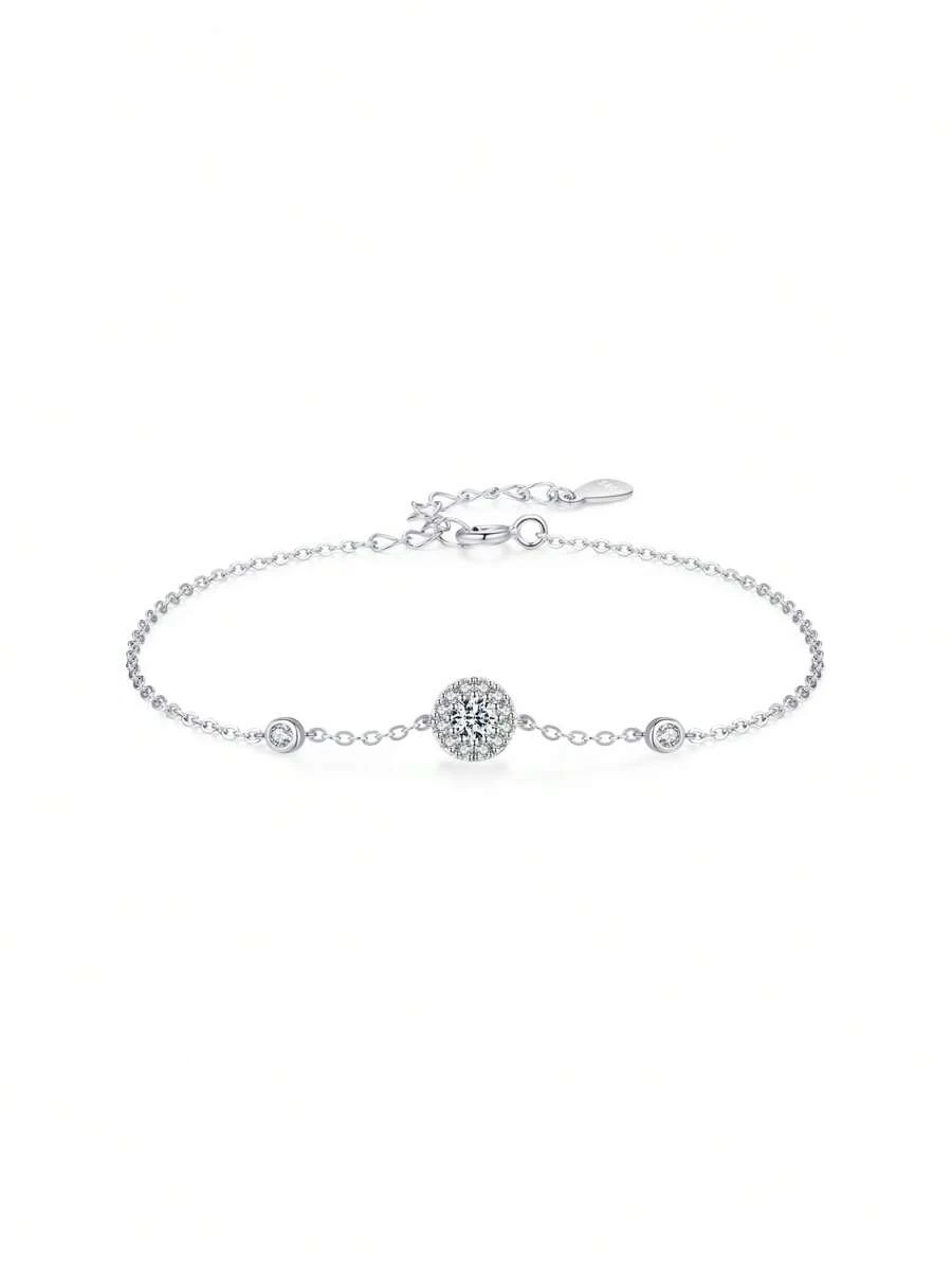 1 Peça Braceletes De Corrente De Design Simples Redondos De Prata Esterlina 925 Da Moda Para Declaração De Presente De Joias Femininas