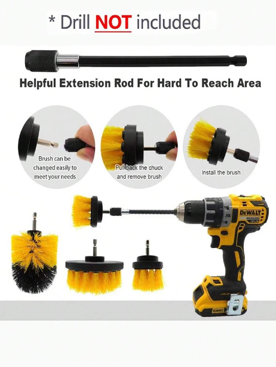 3Pcs Electric Scrubber Brush Drill Brush Kit Power Drills Scrubber