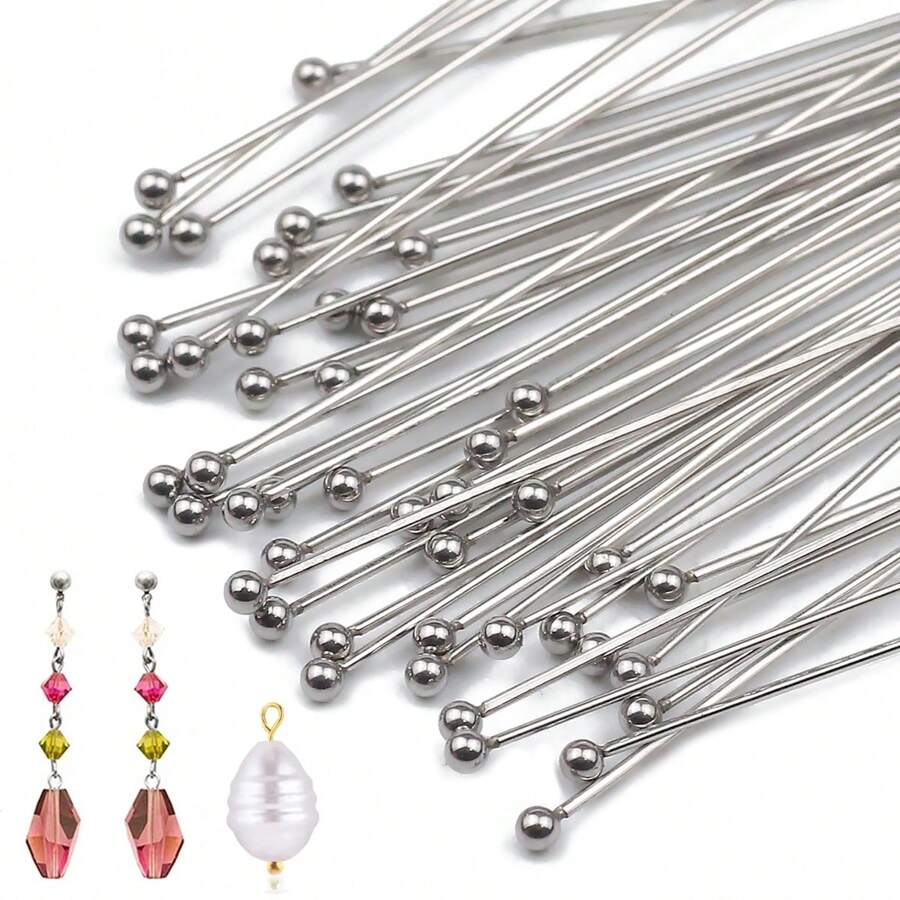 100 pièces Aiguilles de perles en acier inoxydable et fer de 20-50 mm, indéfectibles, pliables, coupables, fournitures de fabrication de bijoux DIY