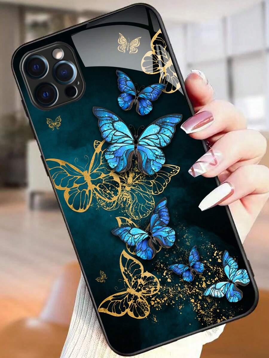 A Phone Case Slim Shockproof Scratch-Resistant,Tempered Glass Hardess Case Soft TPU Frame Exquisite Pattern Protective Phone Case Compatible With IPhone/Huawei/Samsung/Xiaomi/OPPO/OnePlus