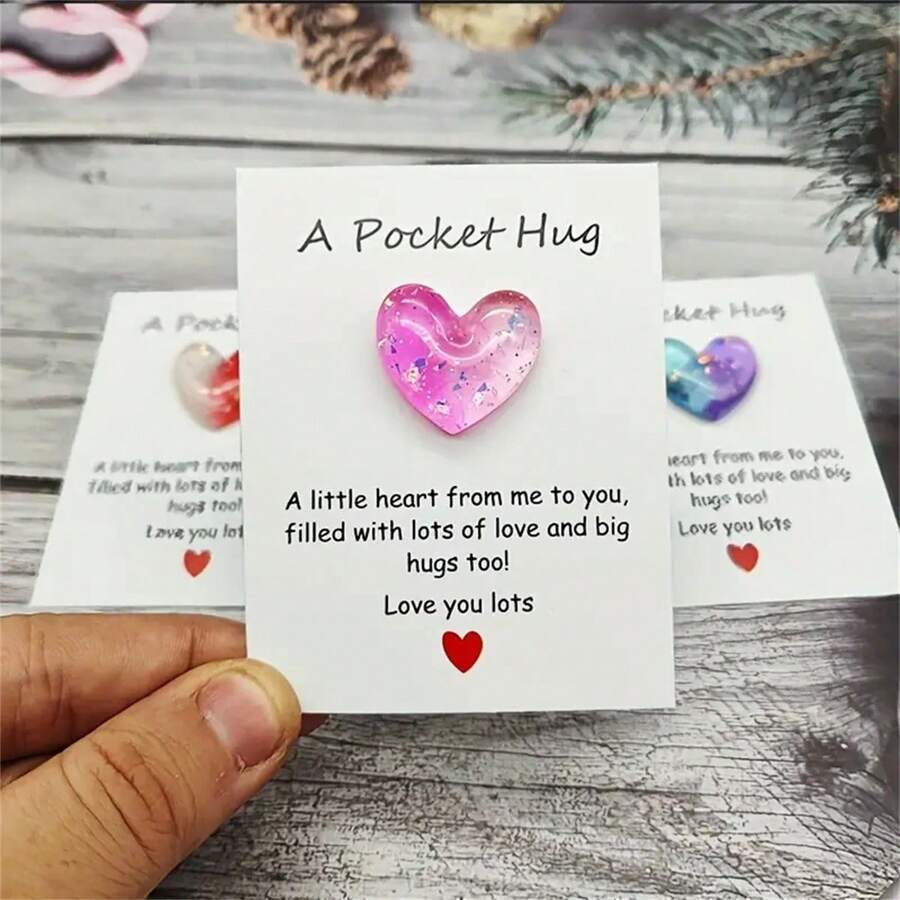 1 szt. Kartka z uściskiem "Little Love Pocket", specjalny prezent urodzinowy, weselny, walentynkowy, żeton zachęty, idealny również na prezent, dekoracja z żywicy i karta zachęty, wystrój domu i pokoju