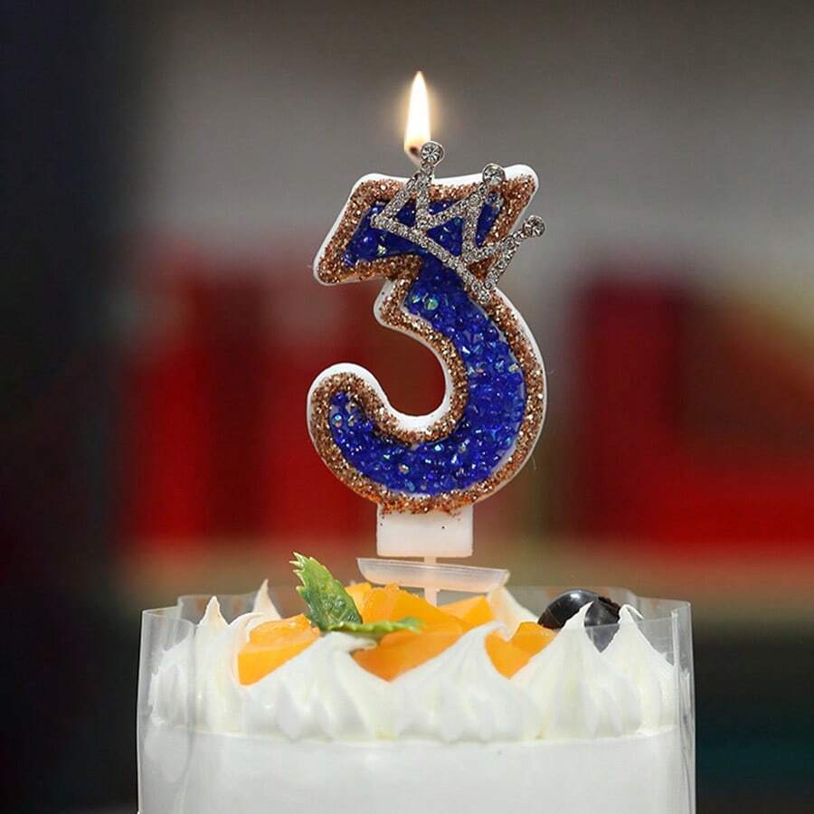 1pc Festival Cake Decorative Candle, Number Shaped Birthday Cake Candle, Crown Decor Party Candle,Christmas
