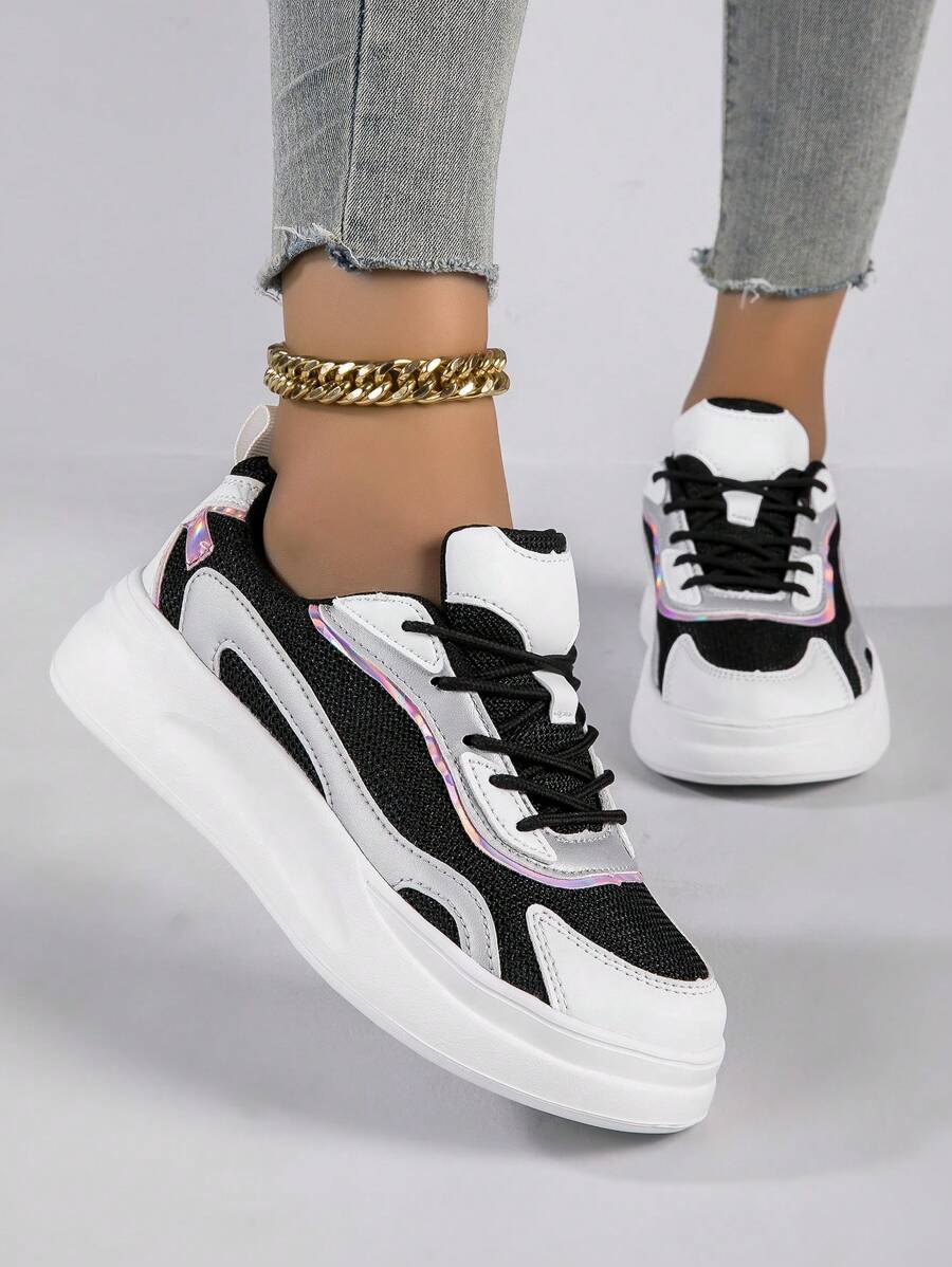 Vrouwen Voorjaar/herfst Ademend & Licht Platform Sneakers Met Dik Onderaan Ontwerp Voor Comfortabel En Hoogte verhogend , Laag uitgesneden Stijl:
