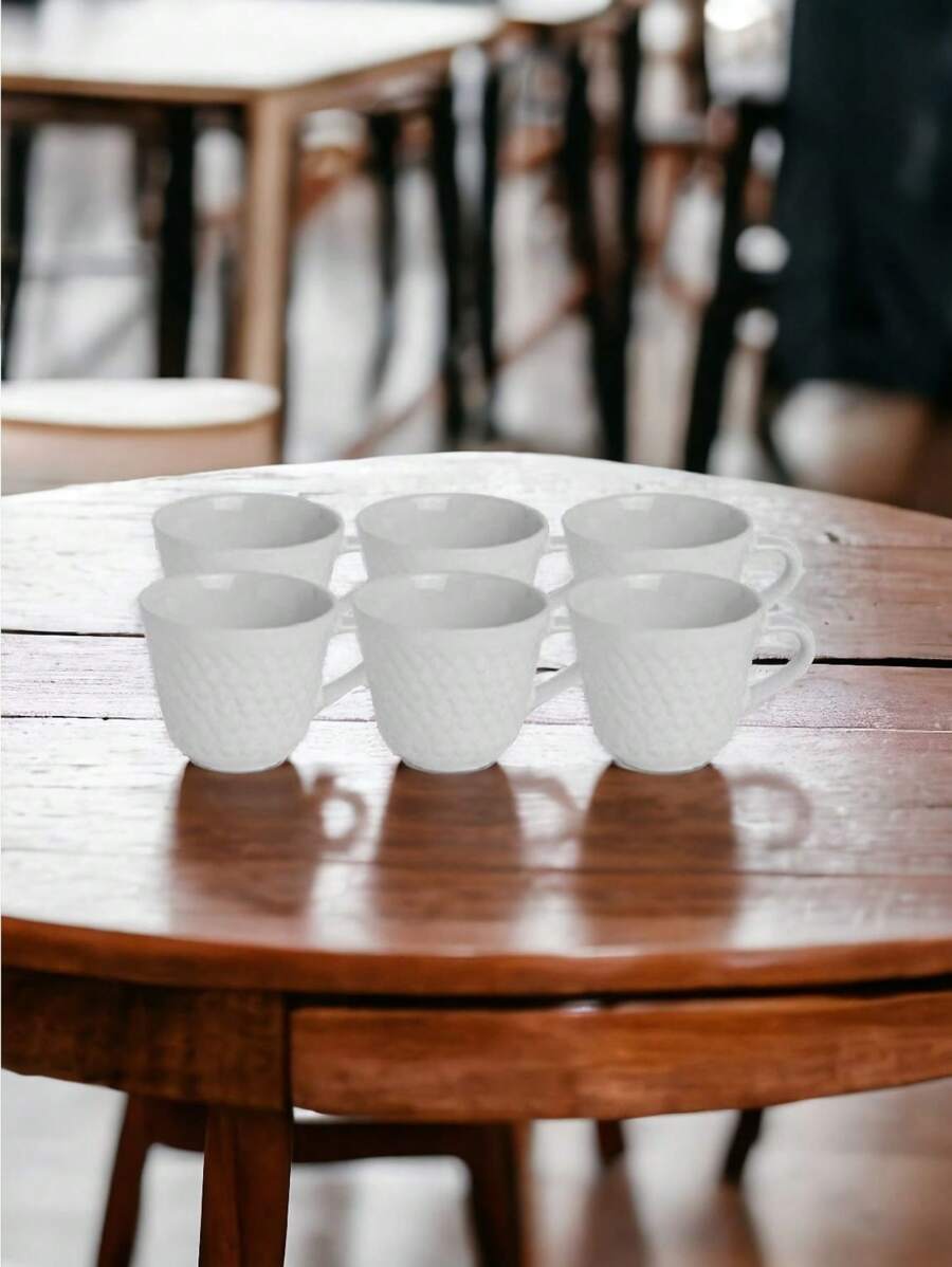 JOGO DE XICARA DE PORCELANA PARA CAFE CHA CONICA BRANCA COM 6 PECAS 60ML