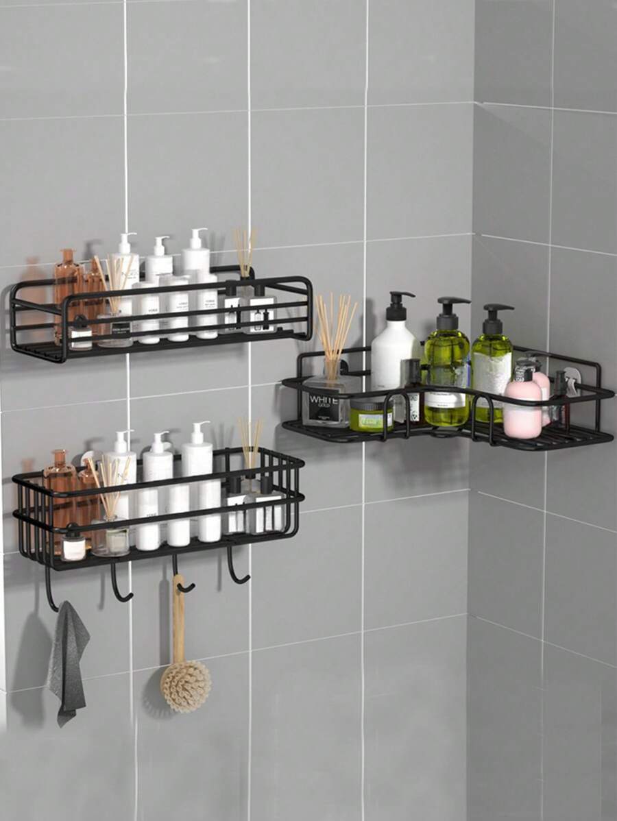 1pc,Bathroom Storage Shelf Perforation-Free Wall Hanging Bathroom Shelf Bath Toilet Toilet Washstand Storage Shelf