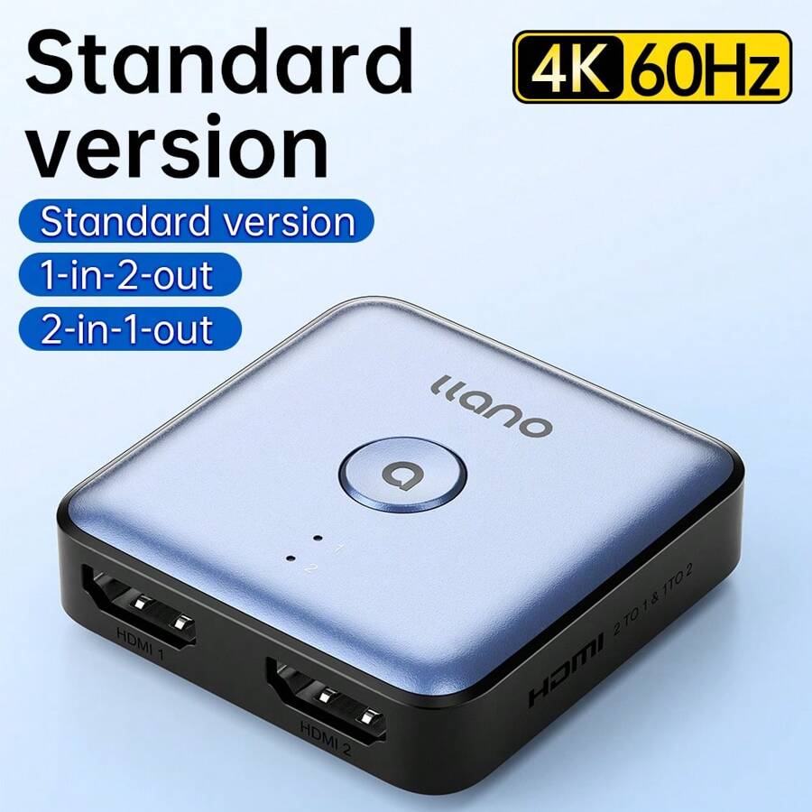 Llano Hdmi 2.0 Switch, Ultra Hd 4k Bidirectional Hdmi Switcher Distributor Supports 4k@60hz, Aluminum Hdmi Switch Selector, For Projector, Ps4, Laptop, Tv Box