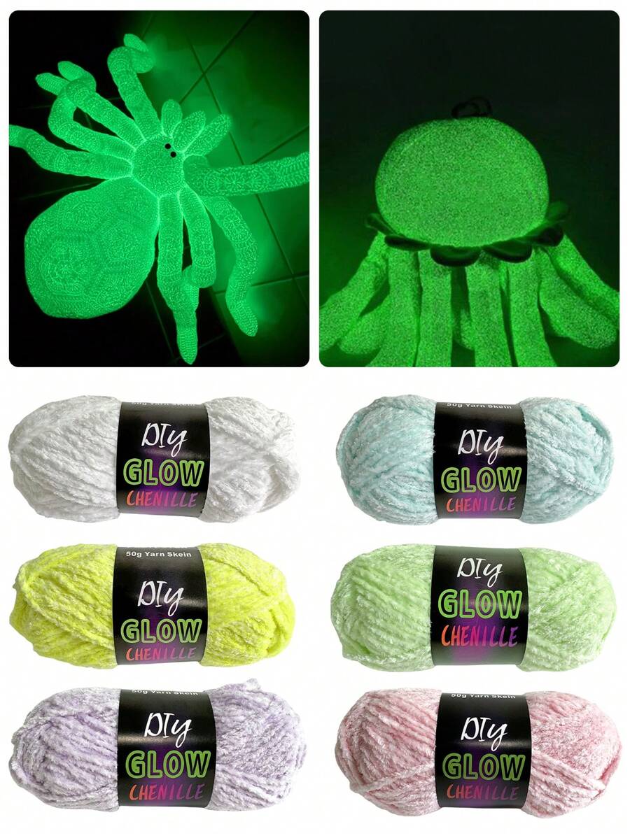 1pc Chenille Glowing Wool, Luminous Yarn, Soft And Perfect For DIY Knitting And Crocheting For Crochet Sweater Hat Scarf Doll 4mm 70meters/2755inch