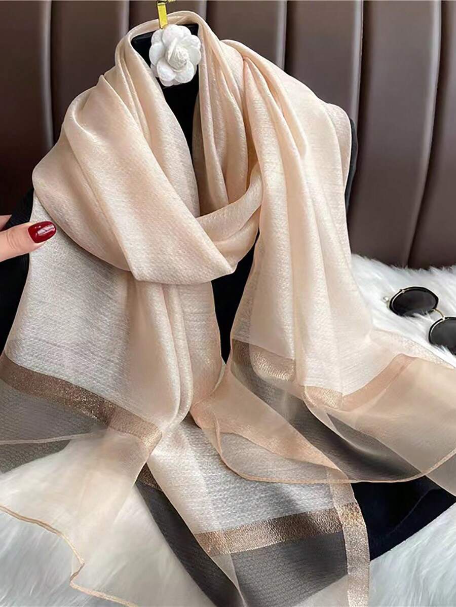 1pc Valentine's Day Women's Beige Scarf, Spring Warm Neck Wrap Suitable For Daily Wear Elegant Bandana Headband Fashion Hairband