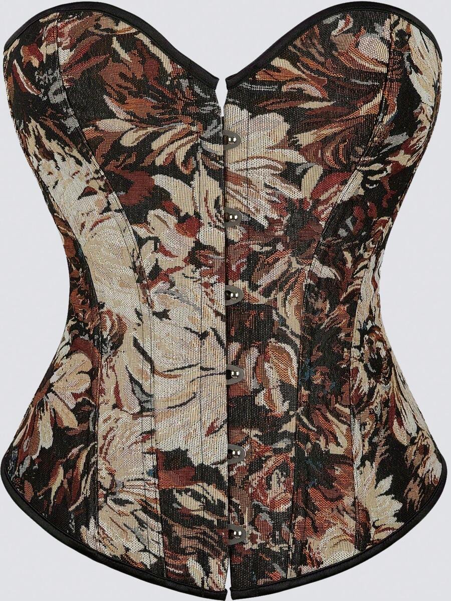 1 Peça Top Corset Crop Feminino com Amarração nas Costas e Estampa Floral