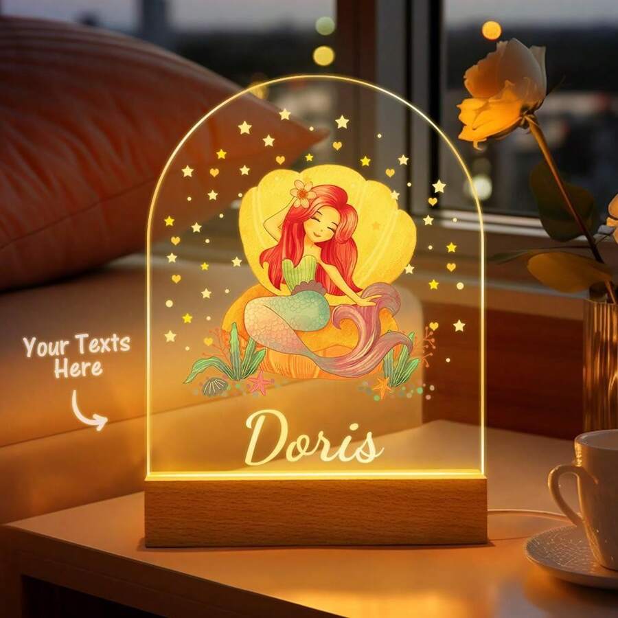 1pc Personalized Name Fairy Night Light Custom Name Flower Fairy Lamp Room Lamp Gift With First Name Gift Decoration Room Birthday Gift Bedside Lamp 3D Room Decor Night Light Desk Lamp Night Light Gift Customized Gift For Her Him Birthday Anniversary, For Girlfriend Boyfriend
