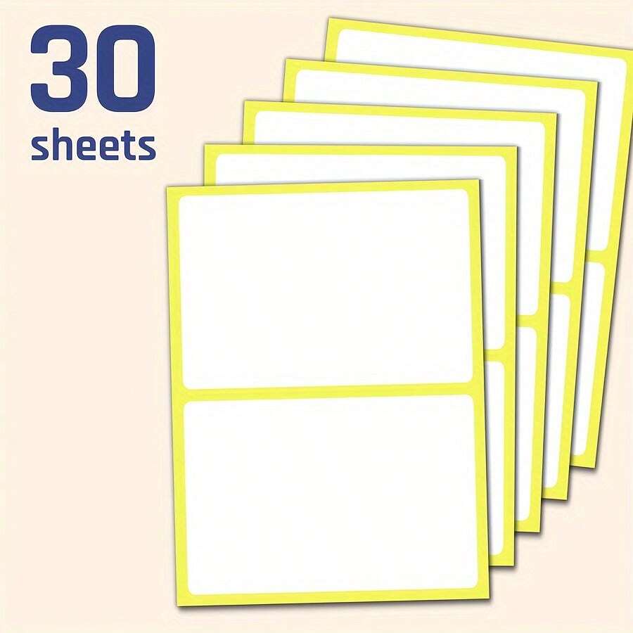 30pcs Stickers, 3.07x4.65 Inches Price Labels, Self-Adhesive Paper Tags - Matte White Labels For Folders Back To School