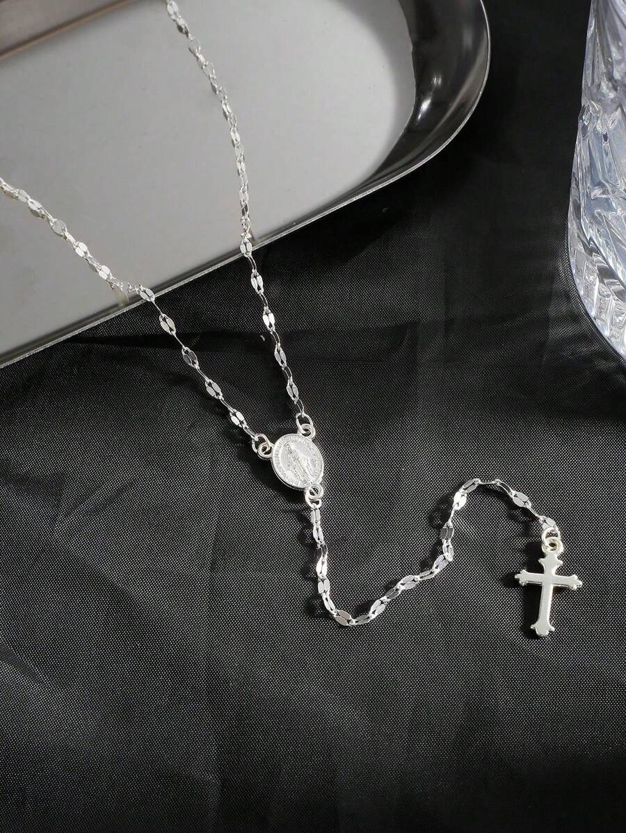 1 Pièce Collier De Pendentif À Gland Croix De La Minimaliste Et À La Mode Pour Femmes