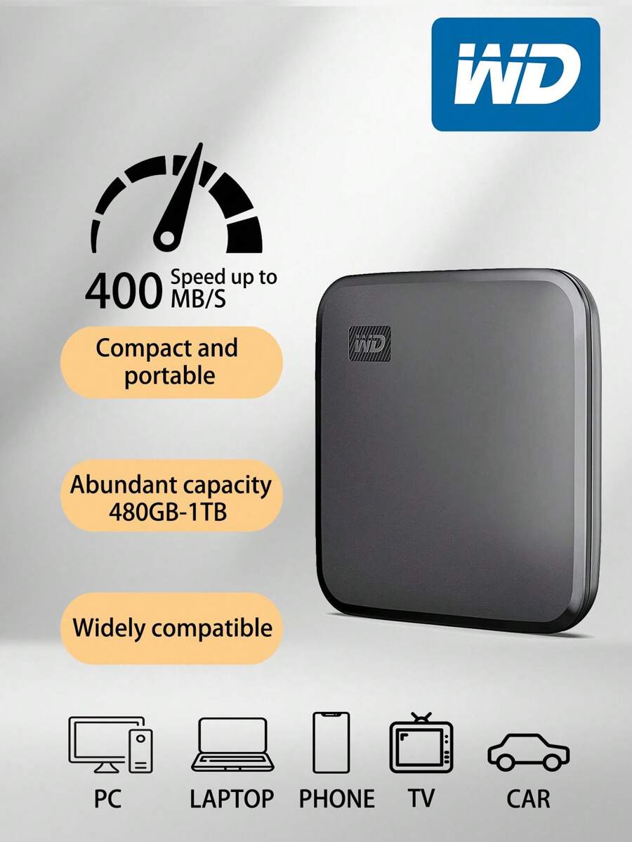 Western Digital WD Western Data 1TB 480GB Mobile Solid State Drive PSSD Elements SE New Elements SSD Portable Mini Durable