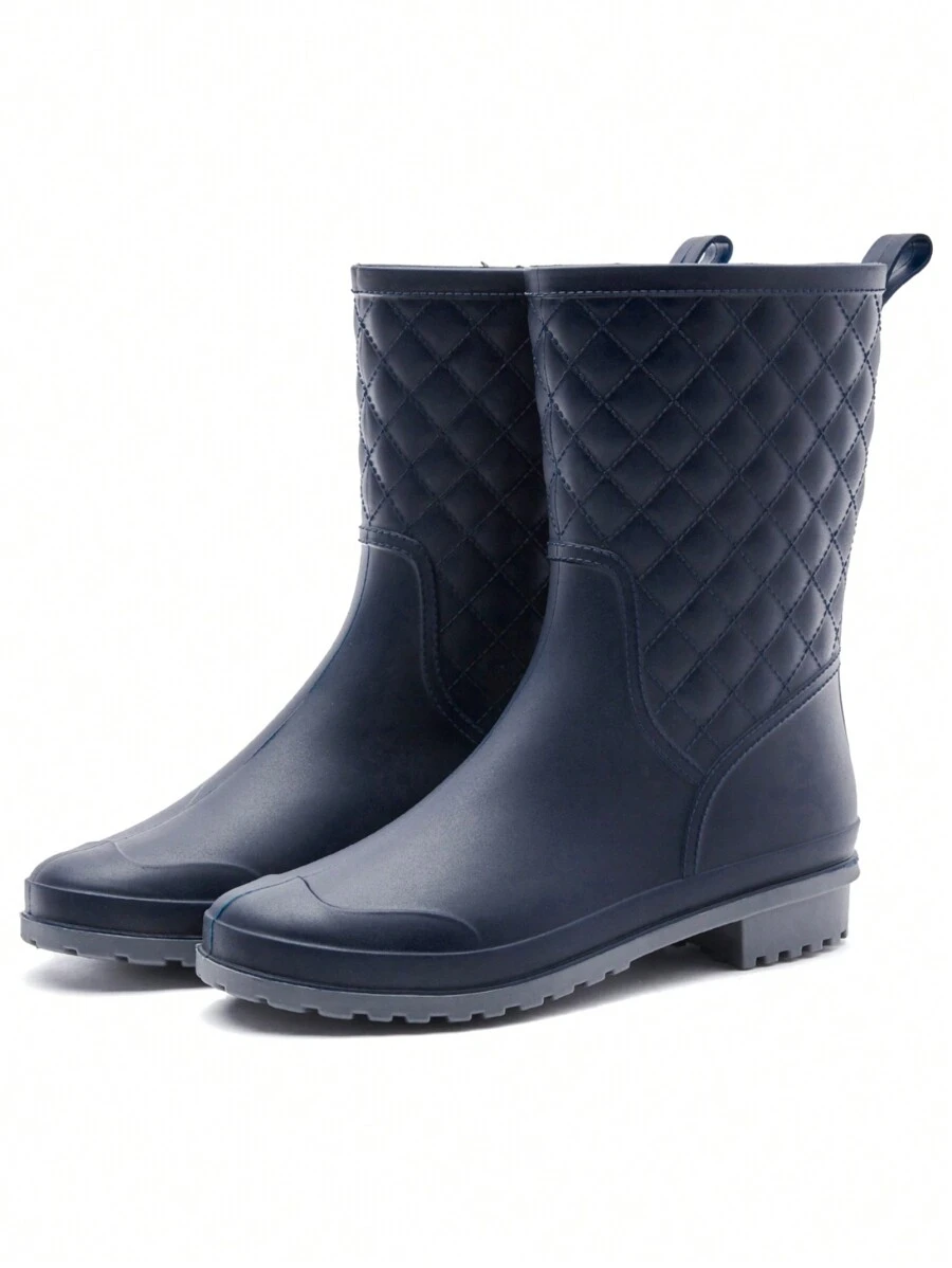 1 par de botas de lluvia impermeables hasta la pantorrilla para mujeres, con diseño de diamantes antideslizantes, cubierta de zapatos de lluvia para jardín