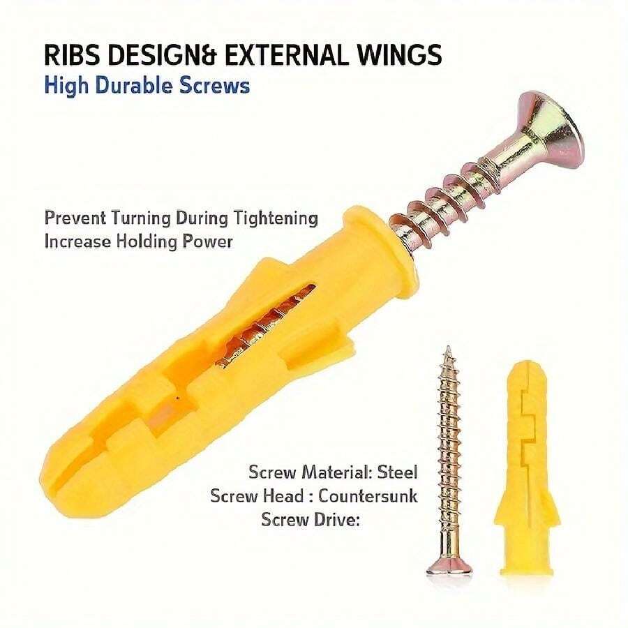 50pcs/Set, M6*30mm/1.181in, M6*40mm/1.575in Yellow Plastic Expansion