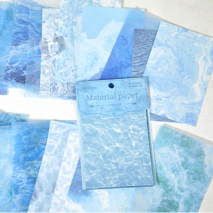 1pack 30 Sheets Dreamy Wave Pattern Journal Material, Diy Scrapbook Supplies, Festival Gift, Personalized Decorative Paper Back To School