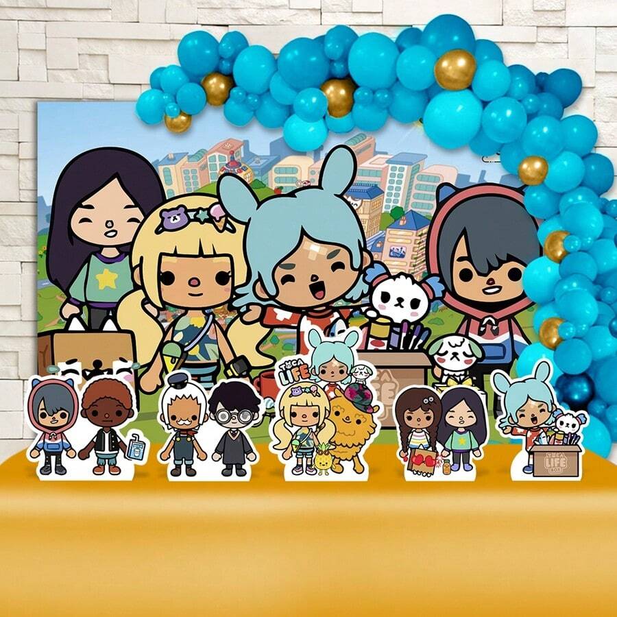 Kit Ouro Festa Aniversário Toca Life World Desenho Decoração Cenários