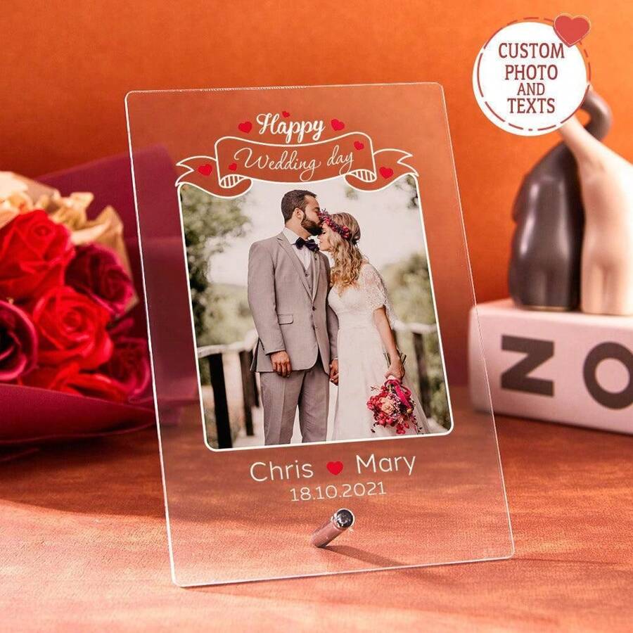 1pc Custom Acrylic Plaque Personalized Gifts For Men & Women, For Him & Her Customized Name Plaque Glass Art With Text Anniversary Gifts Decoration Room Bedside Room Decor Desk Gift Customized Unique Gift For Her, Ideal For Valentine's Day, Mother's Day, Father's Day, Birthdays, Or Anniversaries, Best Gift For Mom, Dad, Wife, Husband, Girlfriend, Boyfriend Graduation